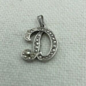 Silver Tone D Initial Pendant